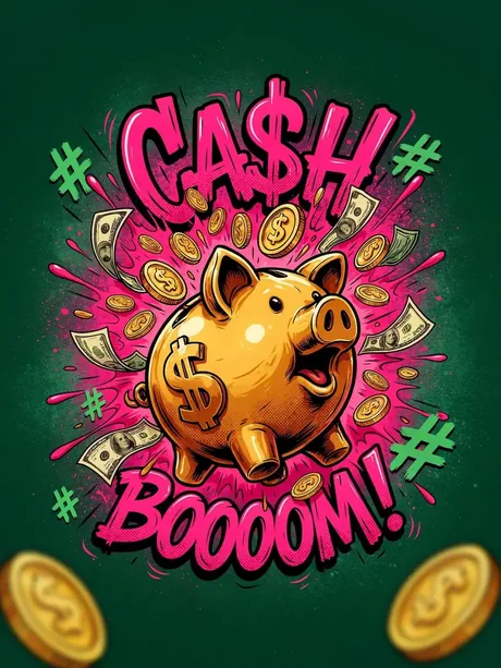 Cashback bonus promotie met spaarvarken vol geld