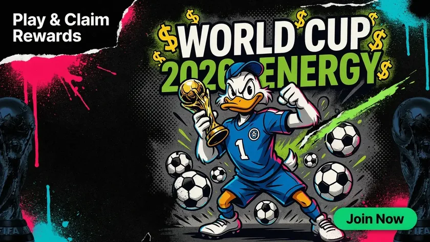 Promotiebanner WK voetbal 2026 met bal en vlaggen